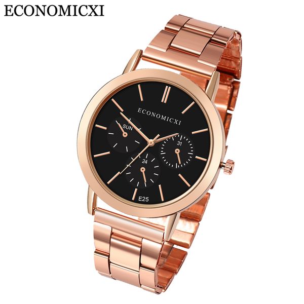 

economicxi men fashion sport steel strap steel belt strap watch male quartz watches gifts relogio masculino, Slivery;brown