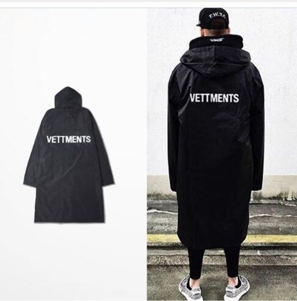 

new mens vetements rain coat kanye west bomber jacket streetwear long hoodies vm men hip hop windbreaker oversized brand clothes, Black;brown