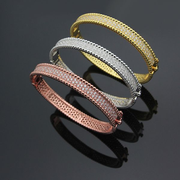 

2020 designer vc * double steel ball full diamond bracelet 18 karat gold women's bracelet, Black