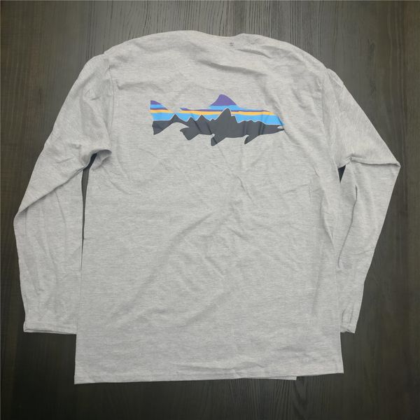 

Patagonia Printed Mens Casual Designer Long Sleeve Tshirts Summer Male Female Crew Neck Bottoming Tops Solid Color Tees