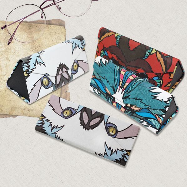 

new fashion fold up sunglasses case women men owl animal print glasses box cartoon design eyeglasses cases eyewear storage