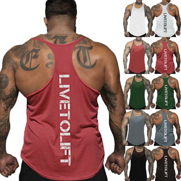 

men gym muscle shirt tank sport bodybuilding stringer fitness athletic vest, Black;blue