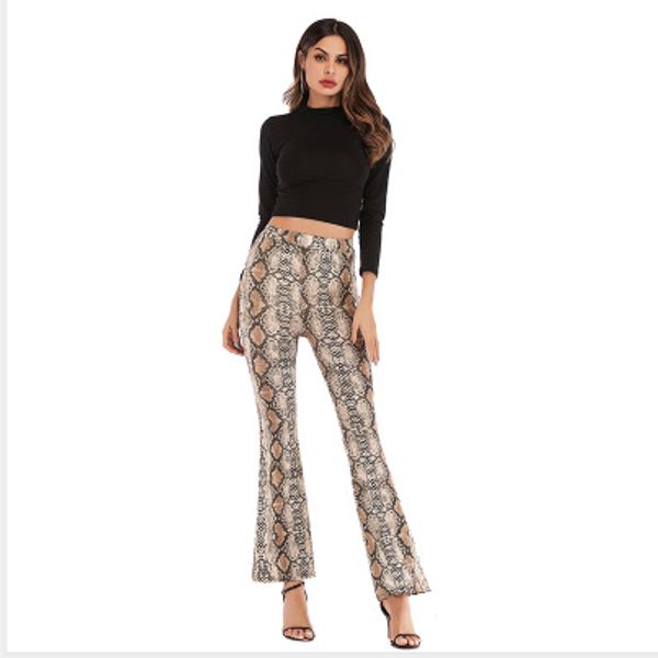 

2020 новый конструктор женские брюки весна тонкий leopard клеш брюки женщины высокой талией широкий ноги брюки 4 цвета азиатский размер s-2x, Black;white