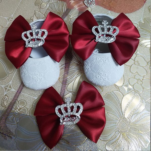 

custom sparkle bow princess rhinestone baby shoes baby toddler bling first walkers girl shoes noble wine red hairband