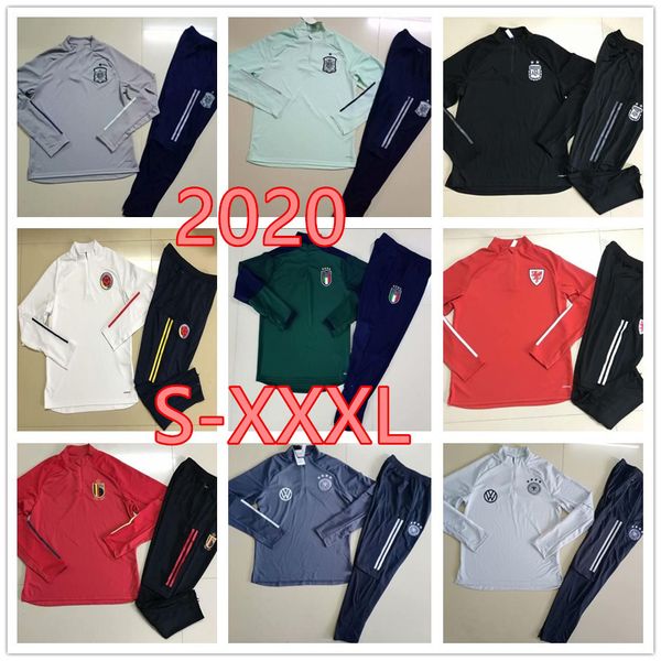

spain tracksuit men football training 20 20 argentina wales belgium tracksuit soccer training 2020 survetement de foot chandal jogg s-xxxl, Black