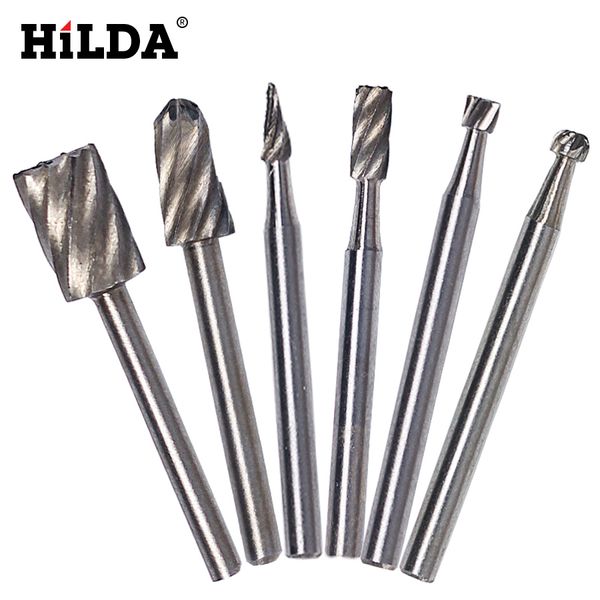 

hilda 6pcs hss dremel rotary tool mini drill bits burr set dremel tools for woodworking carving tools kit accessories