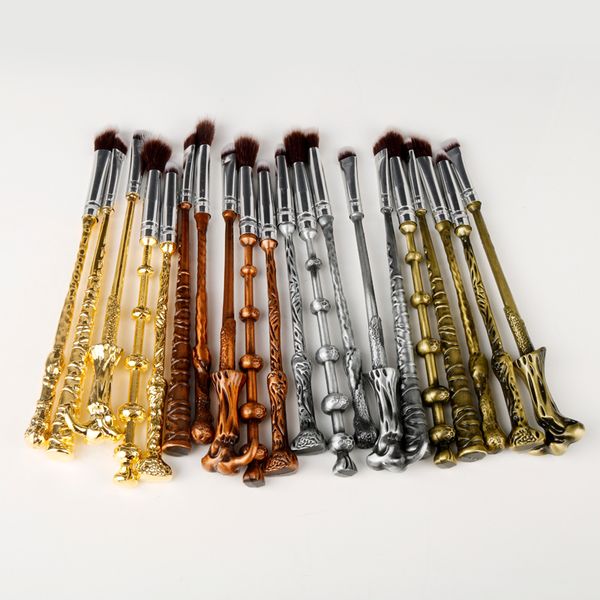

5pcs harry wand professional makeup brushes set cosmetic tools hermione dumbledore make up brushes women bracelet accessories, Golden;silver