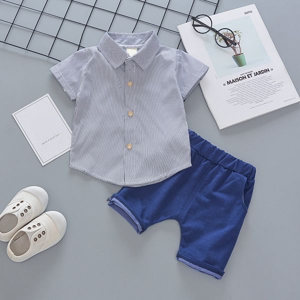 

summer baby boy clothing sets white clouds stripe print t-shirt +denim shorts outfits sets