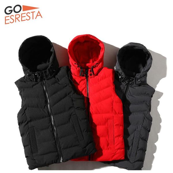 

goesresta new vest men cotton clothing fashion casual warm ultra light street autumn and winter solid color cotton clothing men, Black