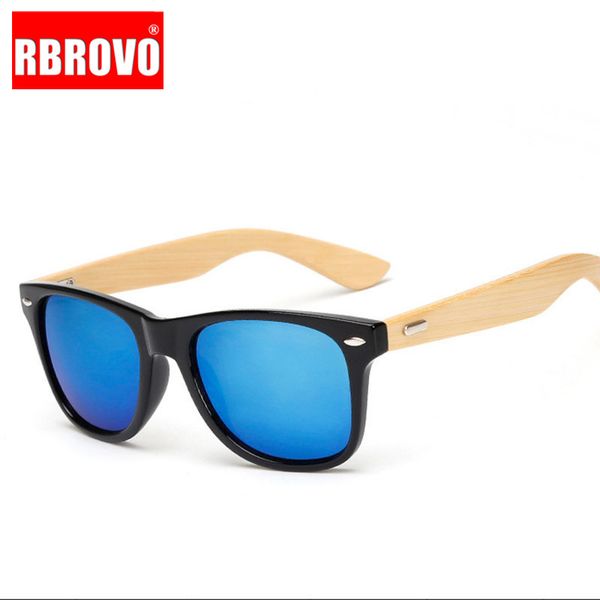 

rbrovo 2018 bamboo frame sunglasses women vintage brand classic metal sun glasses outdoor wooden legs, White;black