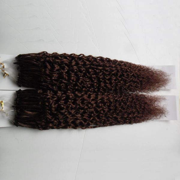 Estensione dei capelli ricci afro crespi Micro anelli 1g Capelli vergini brasiliani 200g Ricci crespi Micro Bead Link Estensioni dei capelli di Remy