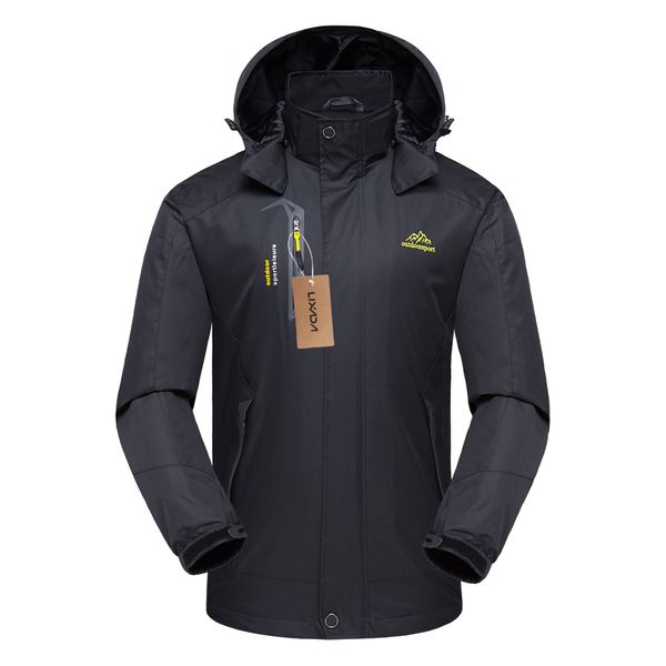 

waterproof jacket windproof raincoat sportswear outdoor hiking traveling cycling sports detachable hooded coat for men, Blue;black