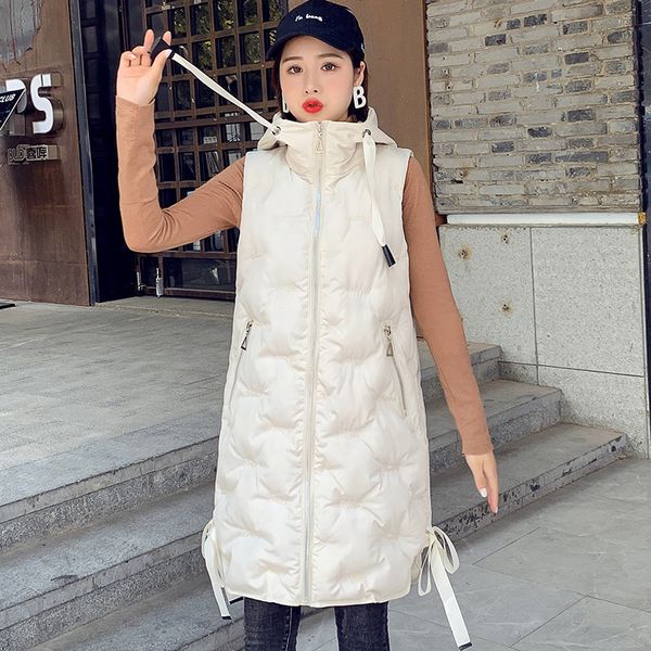

winter long vest 2019 new women thick warm waistcoat casual winter solid long vest coat for female, Black;white