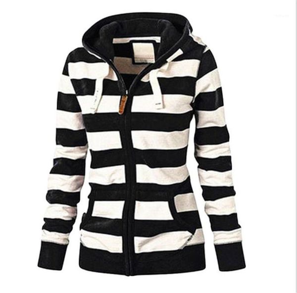 

clothing womens designer striped print hoodies casual long sleeve zipper hoodies fashion natural color hoodies womens, Black