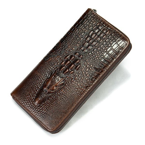 

men long wallet crocodile pattern business multi-card large capacity clutch bag first layer cowhide wallet 1232