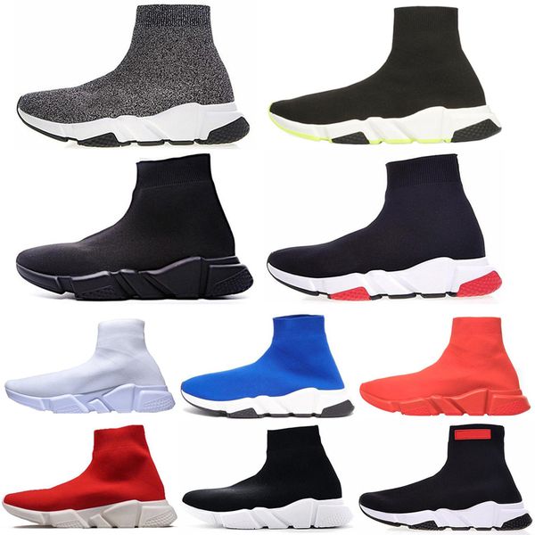 

Buffer New Speed Trainer Triple black white men women Sock Shoes black white blue Flat mens sport Runner sneakers size 36-45