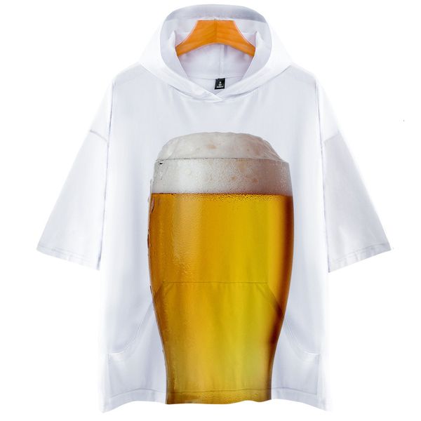 

beer day carnival personality cool 3d colour printing easy belt cap short sleeve shirt t shirts, Gray;blue