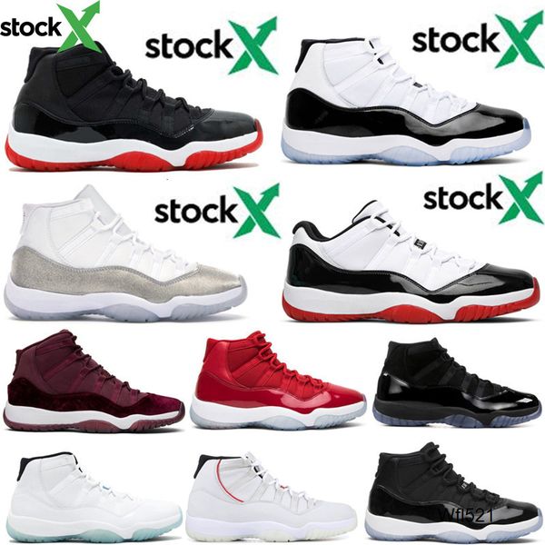 

mens new 2020 bred 11 11s concord 45 space jam 11 11s high basketball shoes gamma blue snake skin sport designer sneakers trainer, Black