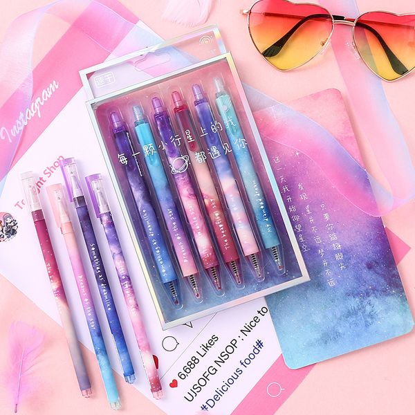 

6pcs stars lovely creative cherry branch neutral pen korean girl heart students with personality web celebrity pen constellation
