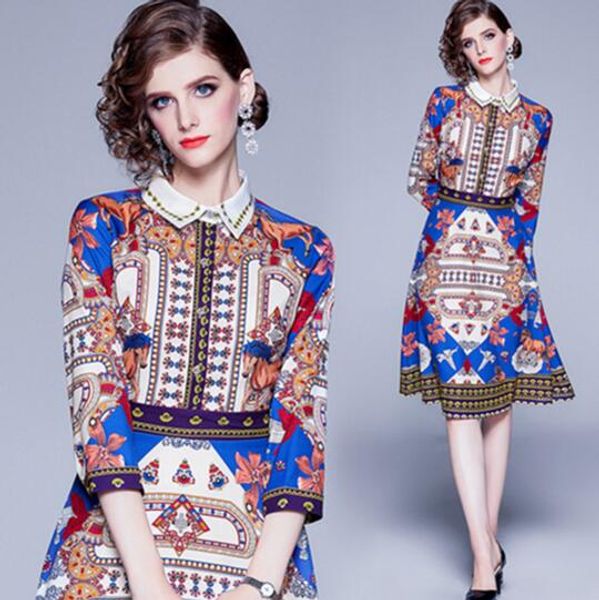 

autumn new retro style printed slim a-line skirt, Black;gray
