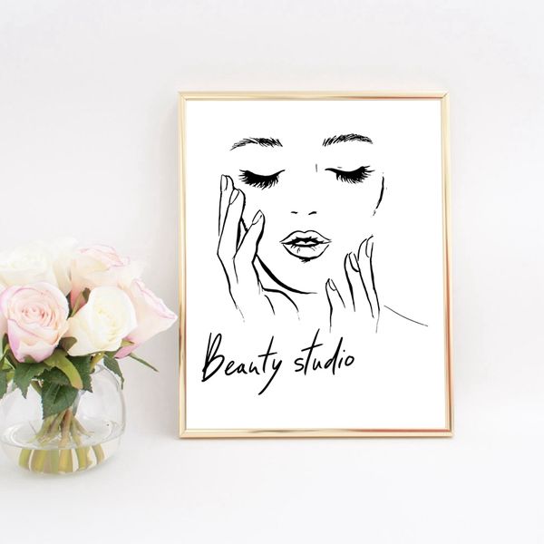 

woman face poster beautiful eyelashes make up prints beauty studio wall art decor canvas painting picture makeup wall decoration