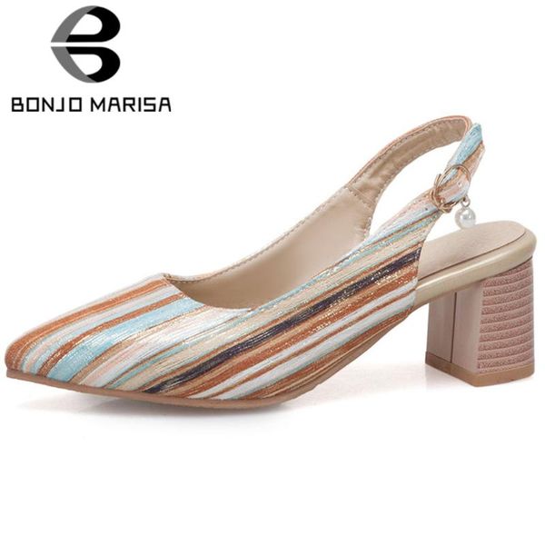 

bonjomarisa fashion colorful striped sandals elegant shallow high heels sandals women cool summer pointed toe shoes woman, Black