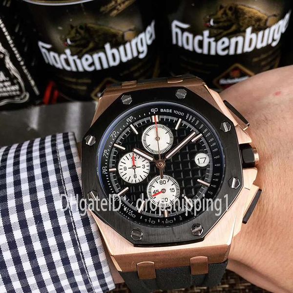 

mens watches for men vk chronography quartz movement royal oak series mens watch 15400 rubber strap mens sport watches dropshipping, Slivery;brown