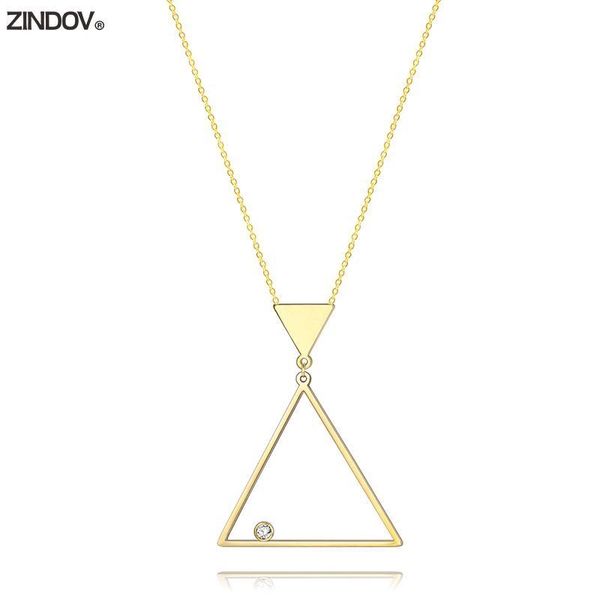 

оптовая продажа кулон ожерелье геометрическое золото треугольник из нержавеющей стали длинный кристалл мода бижутерия розовое золото ожерель, Golden;silver