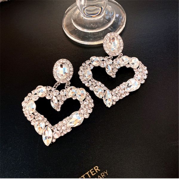 

designer jewelry crystal ladies earrings s925 silver needle diamond rhinestone peach heart earrings fashion wild earrings