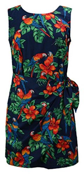

rjc women's kauai parrots short hawaiian mock wrap sarong dress, Black;gray