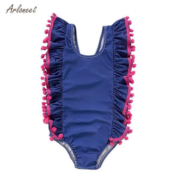 

arloneetinfant дети девушки мультфильм печатных бикини новорожденных девочек рябить кисточкой полосатый купальник цельный купальник пляж куп, White