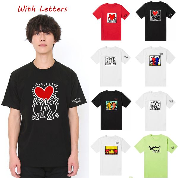 

20SS Mens Fashion Stylist T Shirt Summer Heart Pattern T-shirts Boys Street Graffiti Tops Casual Crocodile Printing Tees Hiphop Hot Sale