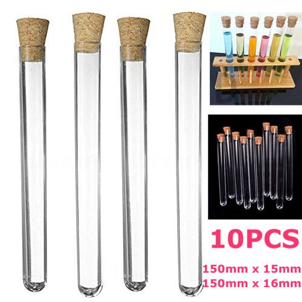 

10pcs plastic test tube with cork ser bead storage vial containers wedding candy favor tube transparent candy storages 150mm