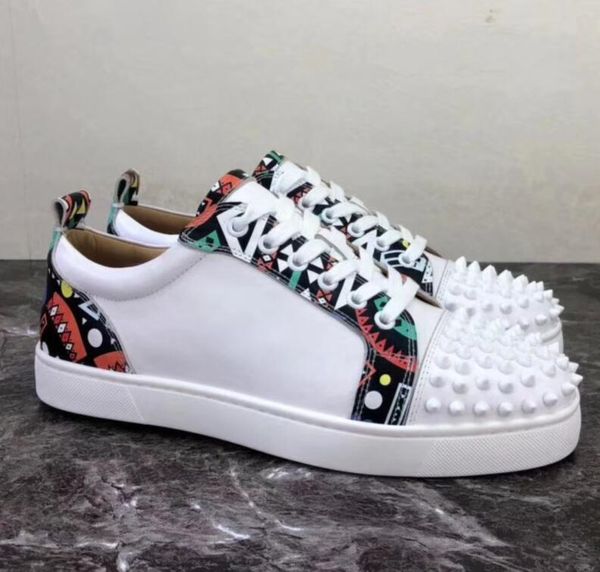 

sell fashion men & women sneakers red bottoms shoes flats graffiti print genuine leather desigener sneakers for party casual shoes t07, Black