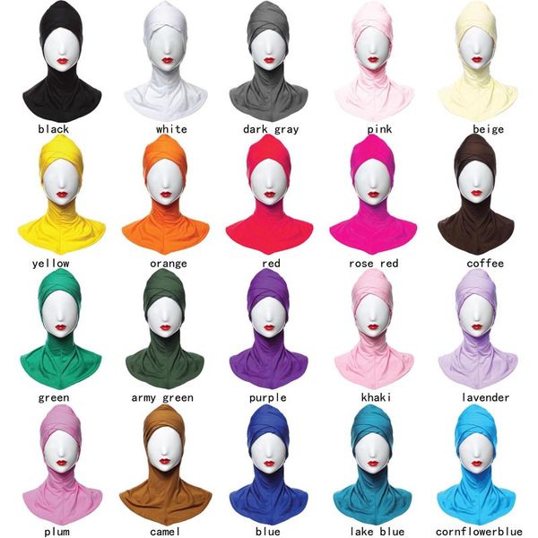 

soft muslim cross full cover inner women's cotton hijab bonnet cap islamic underscarf neck head bonnet solid hat
