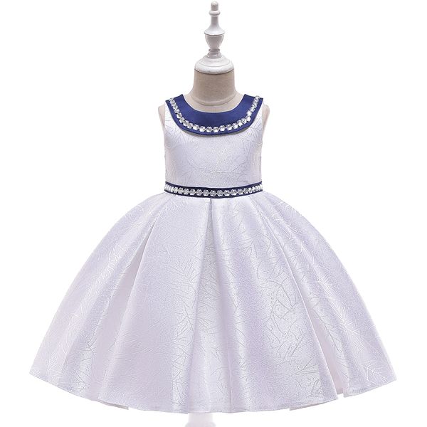 

princess flower girls dresses sleevless summer baby kids toddler dresses for wedding birthday party girls tutu clothing, White;blue
