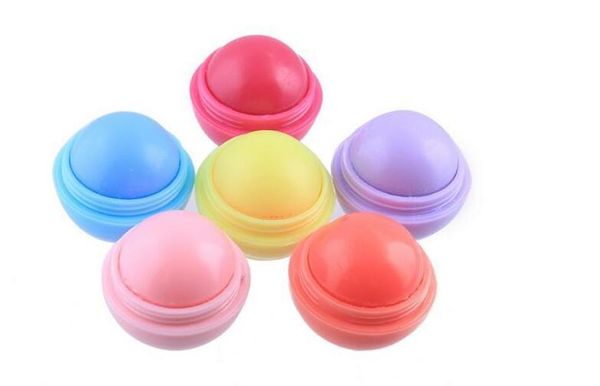 Bonito Sabor Rodada bola Lip Balm 3D Lipbalm Fruit Lip Smacker Natural Hidratante Lábios Cuidados Balm Batom 2019