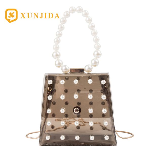 

xunjida clear pvc желе мешок лето женщин цепь transparent pearl ручка сумка плечо способ пляж evening clutch
