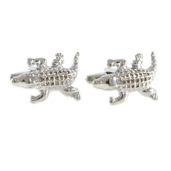 

novelty crocodile cuff links alligator cufflinks cayman cuff links father's day birthday gift wedding, Silver;golden