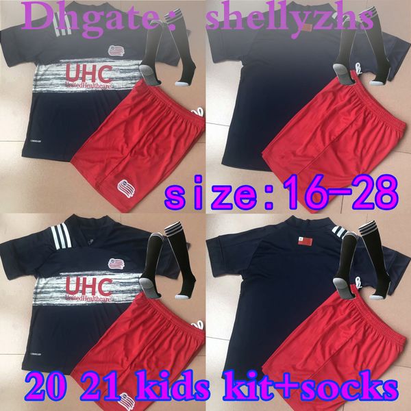 

kids kit+socks 2020 mls new england de revolution youth soccer jerseys bou buksa gil 20 21 england de revolution boys football uniform sets, Black