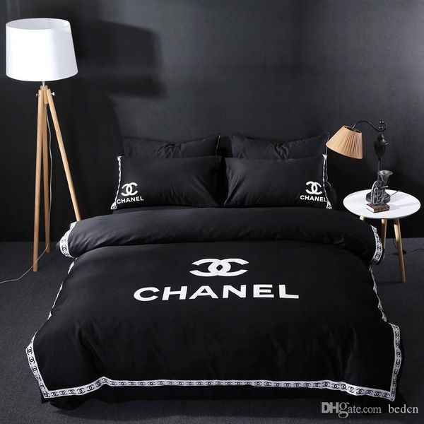 

black letterbrand design doublbedding set polyester cotton soft bed linen duvet cover pillowcases bed sheet sets home textile coverlets 33