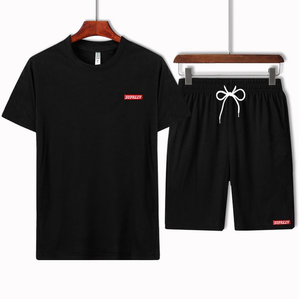 

sports male tracksuit clothing 2020 summer men fitness suit sporting suits short sleeve t shirt shorts quick drying 2 piece set, Gray