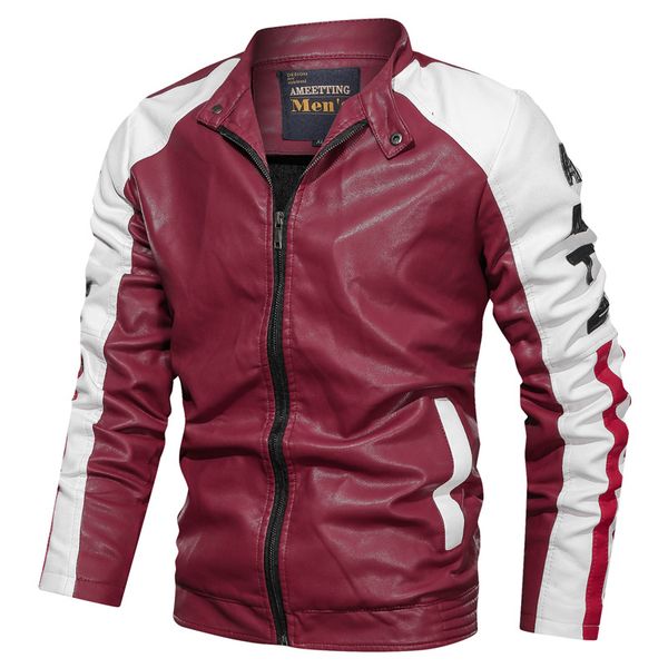 

men's pu jackets coats autumn winter motorcycle biker faux leather jacket men clothes thick velvet coat winter jacket mens, Black