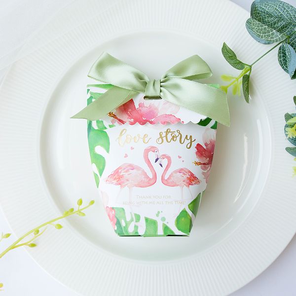

50шт творческий flamingo marble типа цветка венчания конфеты коробка bomboniera вечеринок подарочная коробка