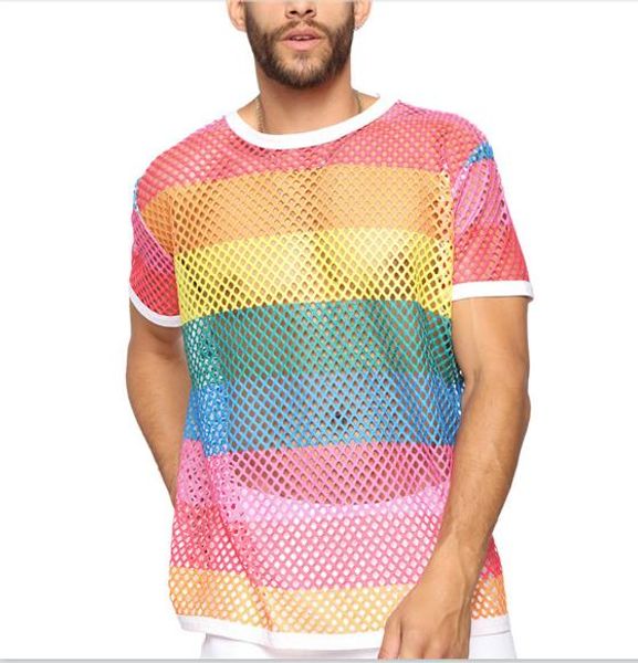 

mesh mens designer tshirts hollow out casual loose short sleeved crew neck pullover tshirts fashion men tees, White;black