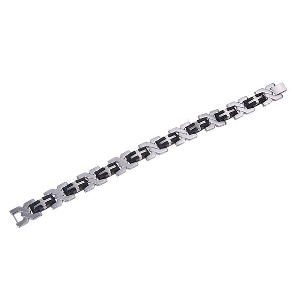 

silver cross 15 mm black silicone titanium metal bracelet, Golden;silver
