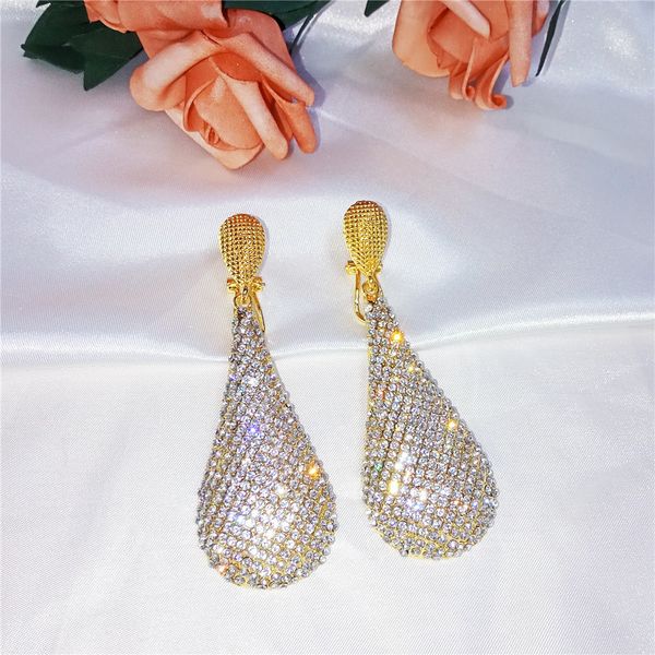 

full crystal earrings shining water drop women earrings big jewelry gold wedding accessories, Silver