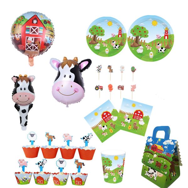

сельскохозяйственные животные день рождения партии поставки бумажные салфетки ферма декор день рождения одноразовая посуда тарелка ферма ска
