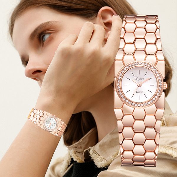 

lvpai brand watches for women bracelet stainless steel dress quartz wrist watch fashion ladies business cuff dress watch, Slivery;brown