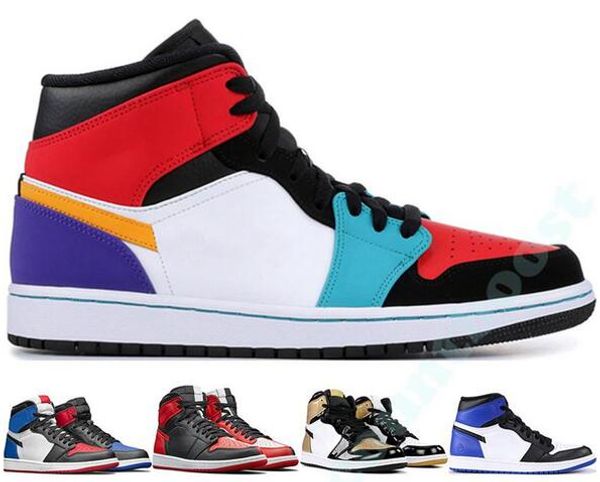 

1 og 3 banned bred royal blue mid hare mens basketball shoes for men 1s shattered backboard trainers designers sneakers shoes